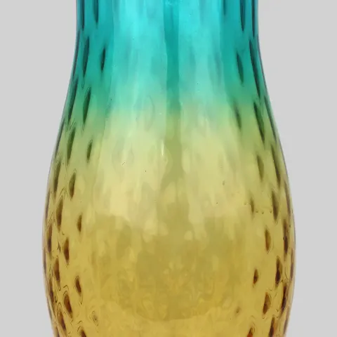 Contemporary Murano Art Glass Vase – Blue & Amber with Hobnail Pattern