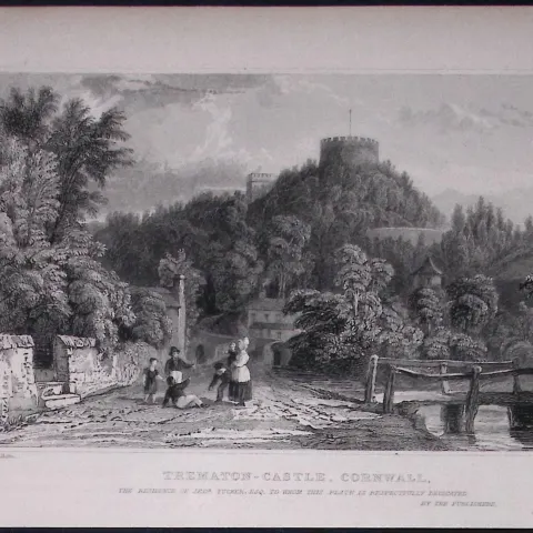 Cornwall Saltash Trematon Castle Antique 193 Years-Old Steel-Engraving-2