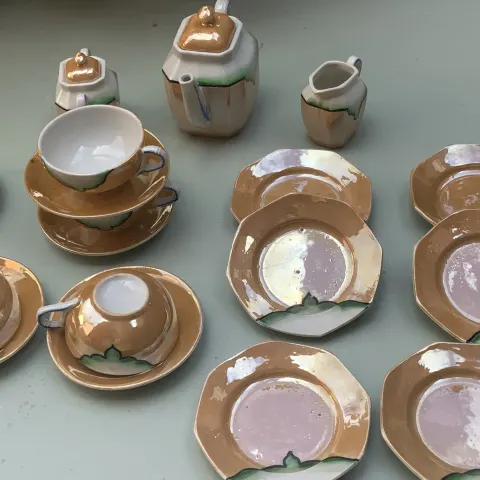 Finest Antique tea service porcelain marked German 1683 hand painted