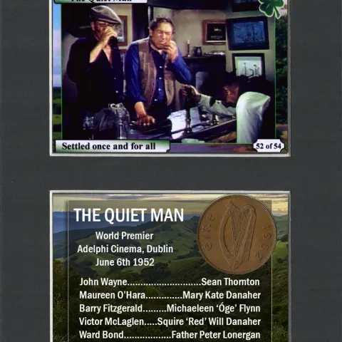 The Quiet Man Film John Wayne Mounted Original Irish Coin Metal Art Display