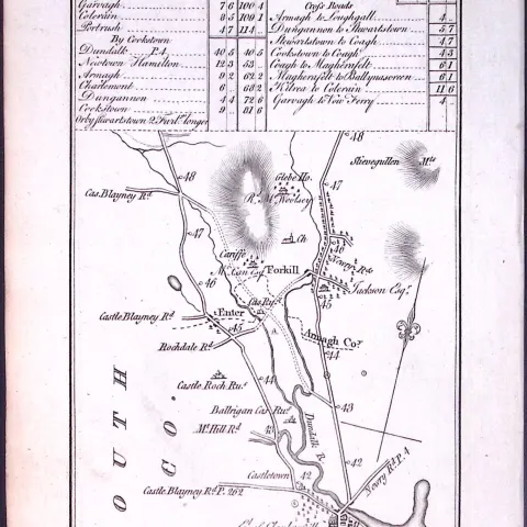 Ireland 245 Years -Old Antique Road Map Dublin to Cookstown & Coleraine -24