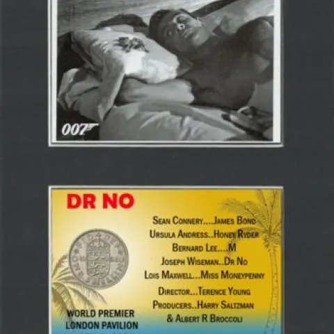 James Bond Dr No First Bond Film Released Mount & Shilling Display Set.