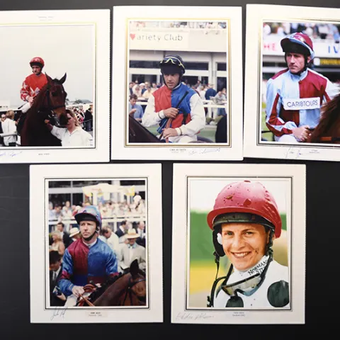 Horse racing photos, with Eddie Ahern etc, original signatures.