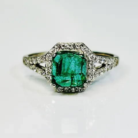 Beautiful 1.64 CT Natural Emerald Ring With Natural Diamonds & Platinum 950