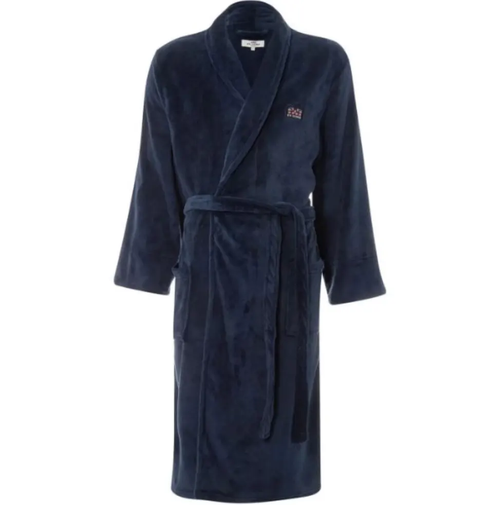 Ben Sherman Navy Fleece Dressing Gown / Tie Front Robe With Pockets XXL £50