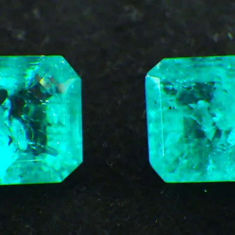 Pair Emerald Cut Emeralds 24 Carats (Total)