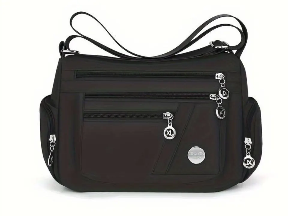 Brand New Women's Nylon Shoulder Bag, Crossbody Stylish Every Day Bag. Black.