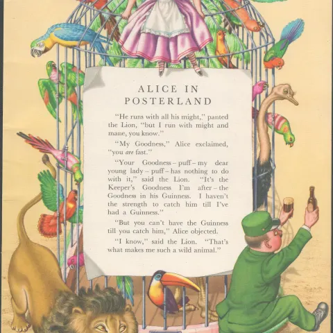 Double Sided Guinness Illustration Page 1952 "Alice In Posterland"A Genuine Double Sided