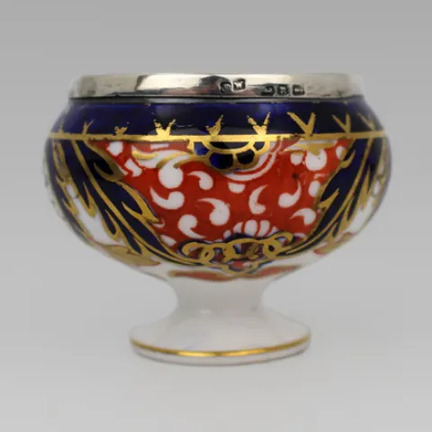 Royal Crown Derby Miniature Silver Topped Salt Vase c.1890