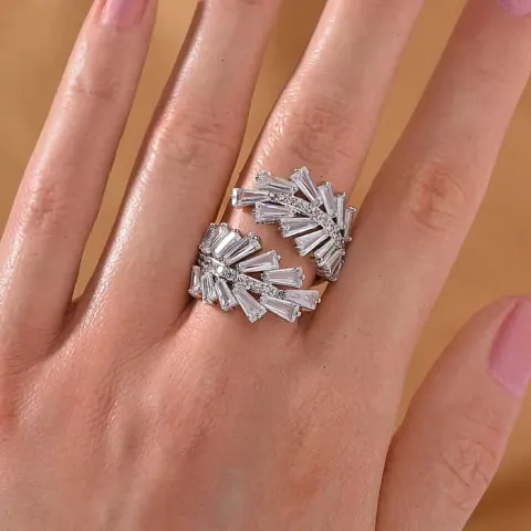 New! Designer Inspired - White Cubic Zirconia Adjustable Ring