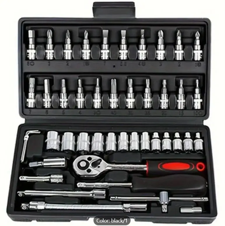 46pcs Compact Socket Set with Quick Ratchet