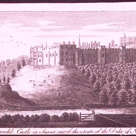 Sussex Arundel Castle Rare 1776 Georgian Copper Plate Antique Engraving -66