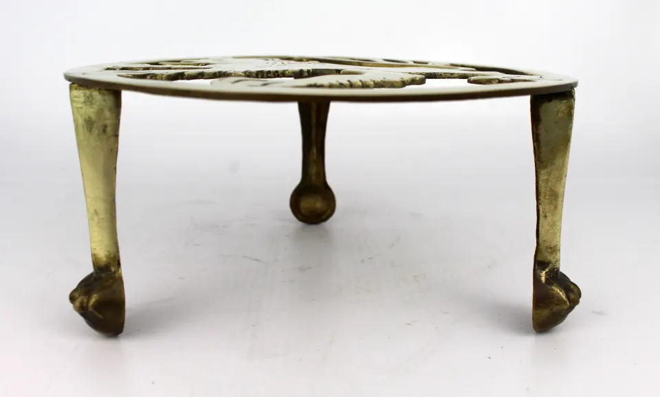 Vintage Brass Lion Form Trivet Stand