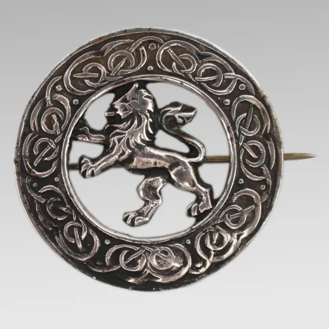 Vintage Robert Allison Brooch Sterling Silver Celtic Rampant Lion Glasgow 1948
