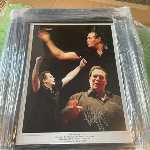 Authentic Signed Bobby George Professionally Framed Darts Photo With COA – Brand New, Ready To Hang