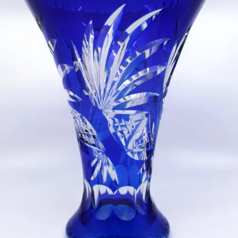 Tall Mid 20th c. Stourbridge Blue Overlay Crystal Flower Vase