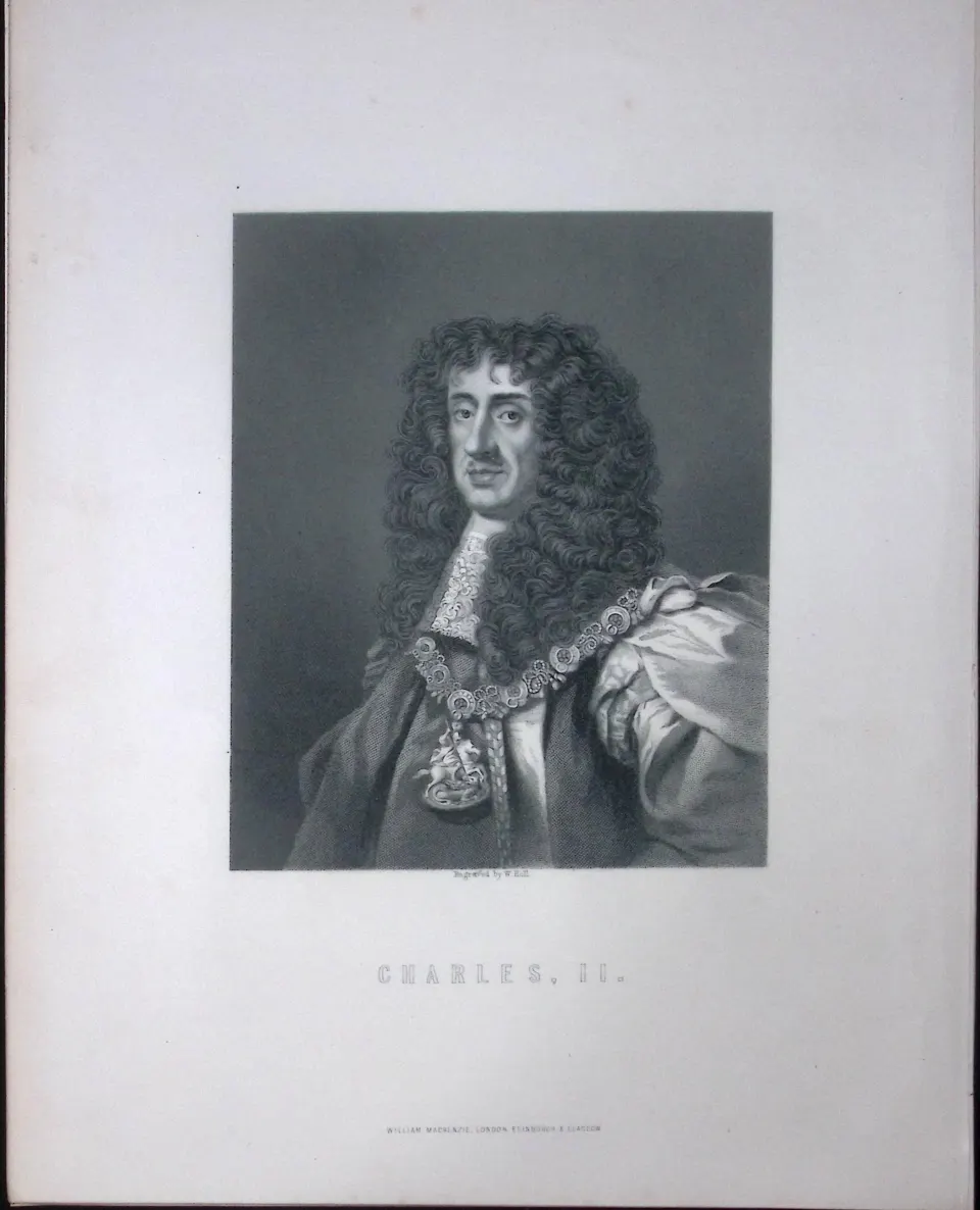 Charles II Portrait Scotland Antique 152 Years-Old Victorian Engraving-35