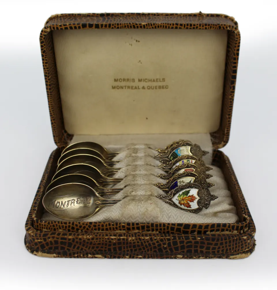 Cased Morris Michaels Enamel Silver Spoons