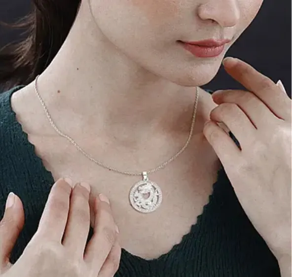 NEW! White Austrian Crystal Dragon Pendant with Chain