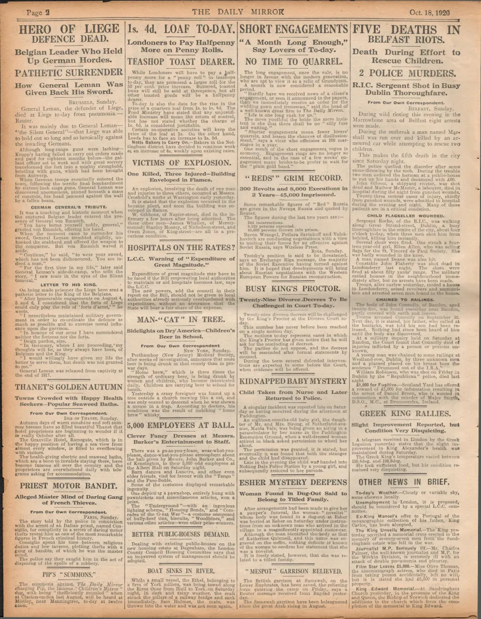 5 Dead in Belfast Riots 1920 Irish War Of Independence N