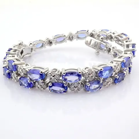 14K white gold  bracelet detailed with brilliant diamonds and tanzanite