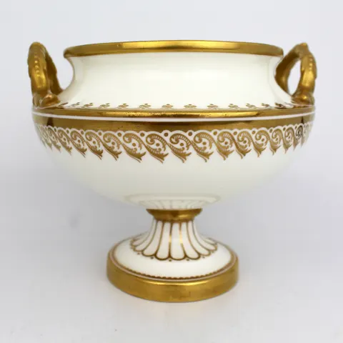 19th c. White & Gilt Two Handled Porcelain Urn