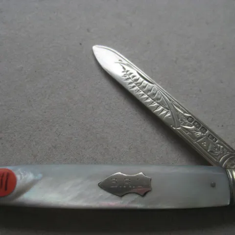 George V Mother of Pearl Hafted Silver Bladed Folding Fruit Knife