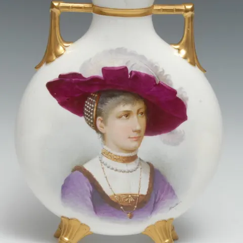 Victorian Hand Painted Gilded Moon Flask c.1890