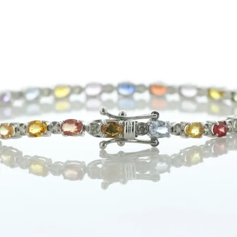 18ct White Gold Diamond And Coloured Sapphire Bracelet (S6.02) 0.38 Carats