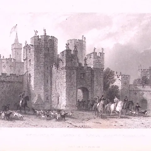Alnwick Castle Northumberland 1835 Antique Steel Engraving-15-TR
