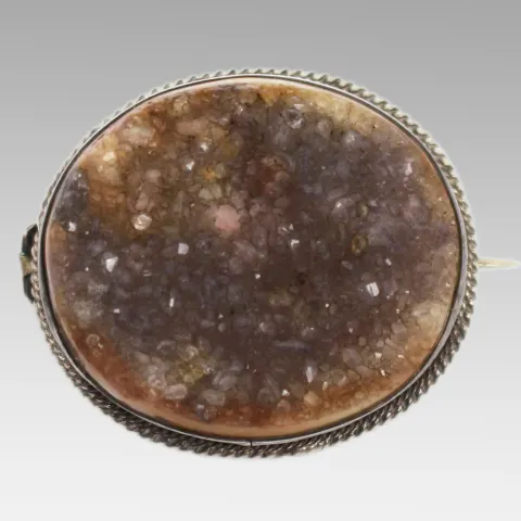 Antique Quartz Silver Brooch