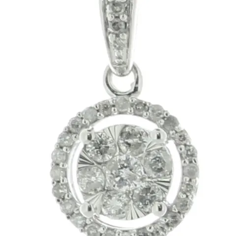 9ct White Gold Round Cluster Diamond Pendant 0.25 Carats