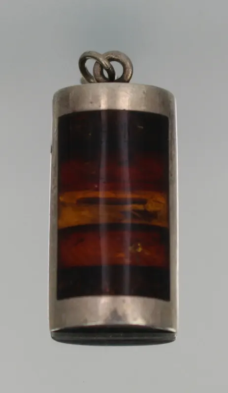 Vintage Modernist Baltic Amber and Silver Pendant