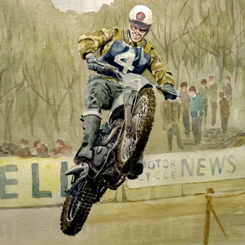 1960's Works BSA Motorcross GP  Large Metal Wall Art