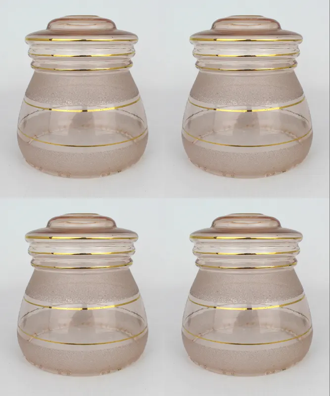 4 x Turned Pink Glass Lampshades