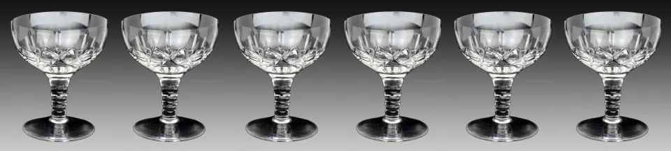 Set of 6 Stuart Crystal Carlingford Champagne Saucers