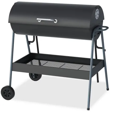(55/Mez/P4) RRP £150. Texas Double Cooking Oil Drum Charcoal BBQ. Adjustable Charcoal Tray With Ash