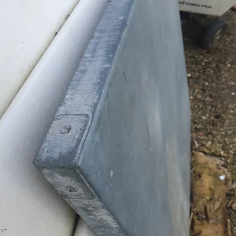 Zinc table top. 90 by 90 cms