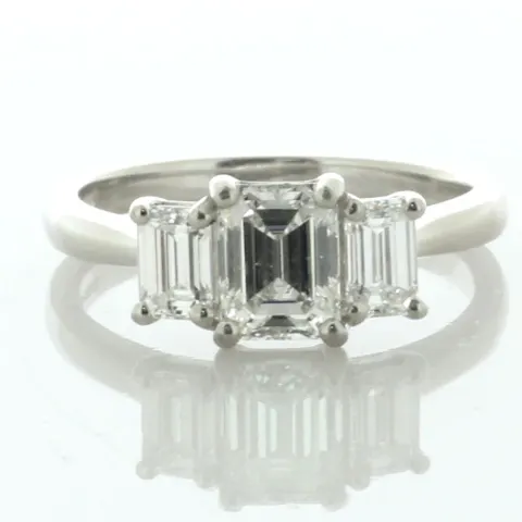 Platinum Three Stone Claw Set Diamond Ring (1.11) 1.91 Carats