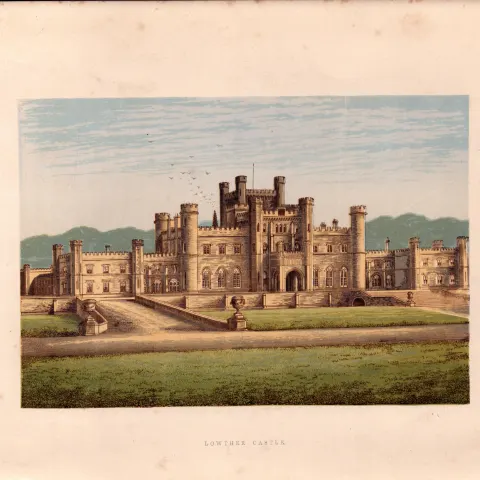 Lowther Castle Cumbria Gilt-Edge Coloured Antique Book Plate.
