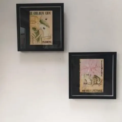 James Bond, Display Pair of Ist Edition Books, Jon Cape, Cover by R. Chopping, Framed, Editioned 196