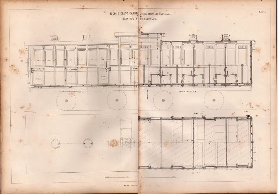 Second Class Carriages New South Wales Australian  Railways  Antique Diagram-3.