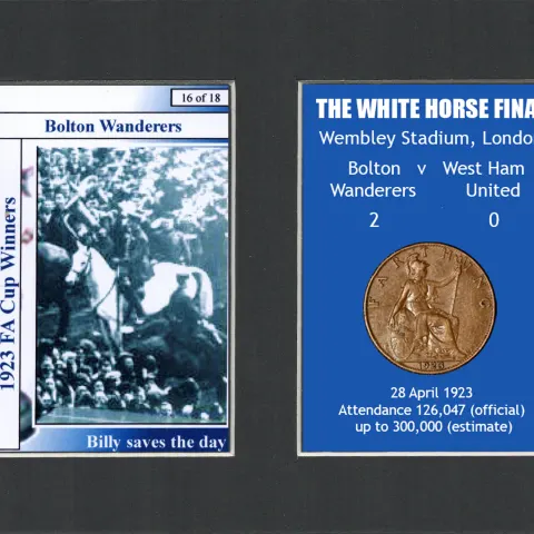 Bolton Wanderers 1923 FA Cup Final “ The White Horse” Mounted Card & Coin Gift Display