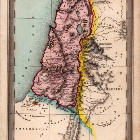 The Land of Canaan Antique Detailed Biblical William IV Map.