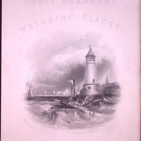 Entrance To The Port of Berwick WH Bartlett 1842 Antique Steel Engraving-65