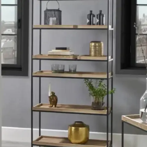 Industrial Wood/Metal Shelving Unit