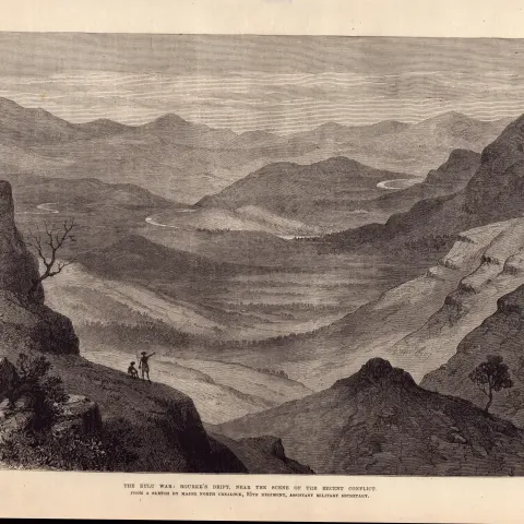 Zulu War Near the Scene of the Recent Battle At Rorke’s Drift Antique 1879 Print.