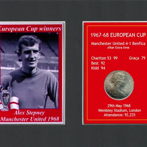 Alex Stepney Manchester United 1968 European Cup Mounted Coin Metal Art