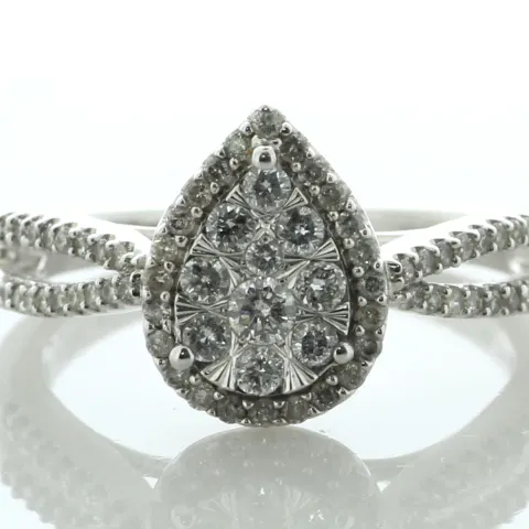 9ct White Gold Pear Shaped Cluster Diamond Ring 0.50 Carats