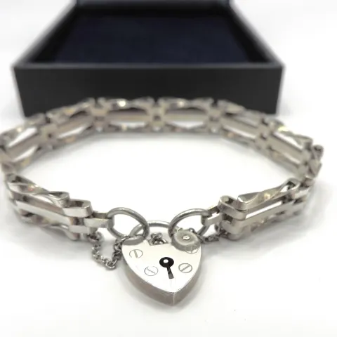  Vintage Sterling Silver Gate Bracelet With Gift Pouch